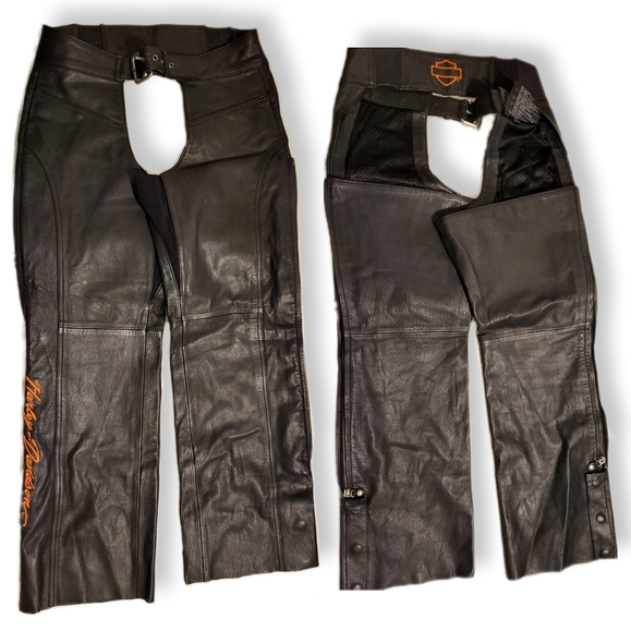 Harley Davidson Jacket and Chaps Set Orange Embroidery Large - Picture 12 of 16